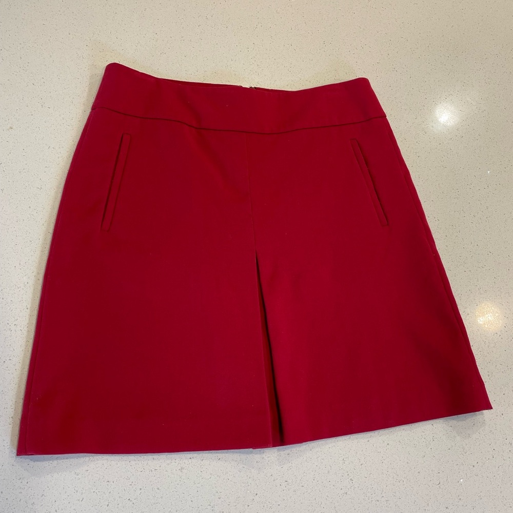 LOFT Lined Pleated Skirt | Red | 4